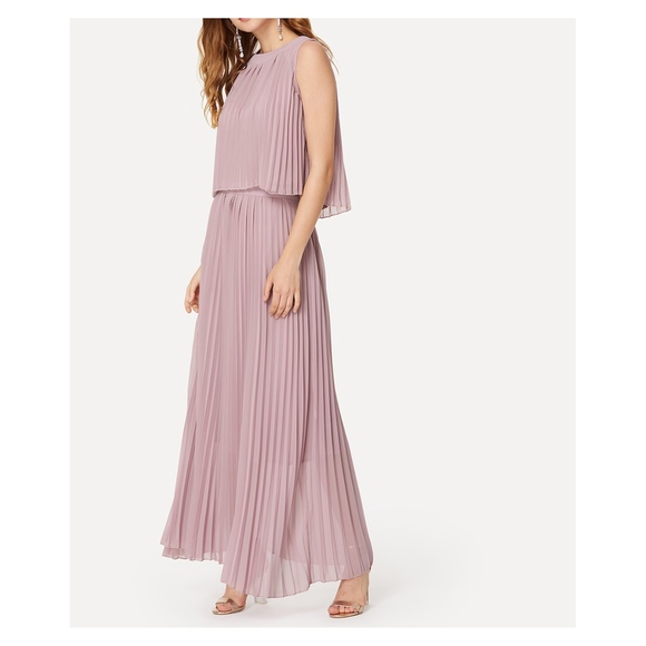 Dusty Pink Sleeveless Pleated Maxi Dress - Picture 3 of 5